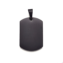 Honeyhandy 304 Stainless Steel Pendants, Stamping Blank Tag, Rectangle, Gunmetal, 35x23x1.5mm, Hole: 10x4.5mm