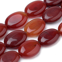 Honeyhandy Natural Carnelian Beads Strands, Dyed Oval, 17~19x12~13x5~6mm, Hole: 1.5mm, about 22pcs/strand, 14.9 inch