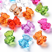 Honeyhandy Transparent Acrylic Beads, Top Drilled Beads, Bear, Mixed Color, 18.5x16x11mm, Hole: 2.5mm