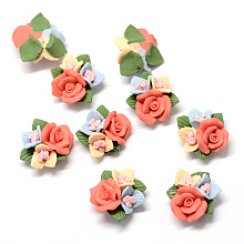 Honeyhandy Handmade Porcelain Cabochons, China Clay Beads, Flower, Tomato, 21~28x22~26x12~15mm