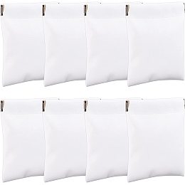 BENECREAT 8Pcs White PU Leather Jewelry Pouch, Leather Jewelry Travel Bag Squeeze Coin Purse Portable Jewelry Organizer for Earrings Necklace Party Favor, 4.3x3.5inch