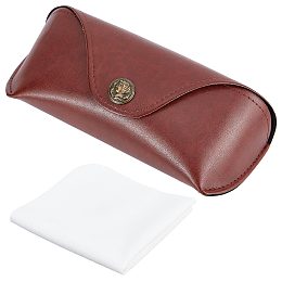 CREATCABIN Retro Leather Glasses Case Portable Sunglasses Pouch Soft Eyeglass Case Lightweight with Suede Fiber Glasses Cloth Imitation Leather for Men Women Gifts 2.75 x 6.88 Inch（Retro Brown Red）