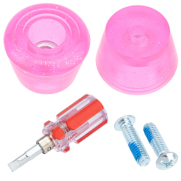 GORGECRAFT 1 Pair 5/16" (8mm) Skate Toe Stoppers Roller Skate Stops Toe Plug 82A Roller Quad Skate Toe Stops Double-Row Roller Skating Brake Jam Plugs with Bolts Screwdriver for Skates(Hot Pink)