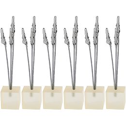 OLYCRAFT 6Pcs 3-Branch Tree Style Silver Photo Holder Memo Clips Holder Resin Cube Base for Displaying Illustrations/Note/Postcard/Card,etc.