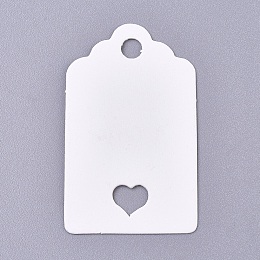 Honeyhandy Paper Price Tags, Hang Tags, for Jewelry Display, Arts and Crafts, Wedding Christmas, Rectangle with Heart, White, 50x30x0.3mm, Hole: 5mm