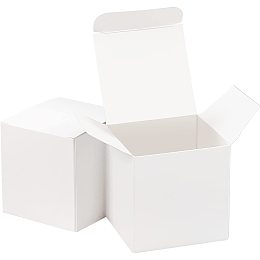 BENECREAT 50 Pack White Gift Boxes Paper Boxes Crafting Cupcake Boxes 2.75x2.75x2.75 inch with Lids for Gift Wrapping, Birthday, Wedding and Party Decoration