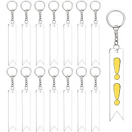 BENECREAT 20PCS Acrylic Keyring Blanks 3.9x0.8 inch Vertical Flag Clear Keychain Blanks with 30PCS Jump Rings, 1PC Storage Box for DIY Projects and Crafts