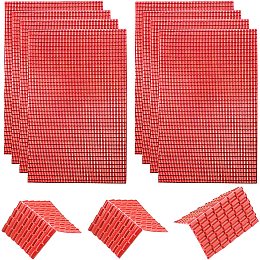 BENECREAT 8 Sheets 2 Style Modle House Roof Red Tiles 11.8x7.8" Plastic Miniature Tiles Micro Landscape Accessories for Model Building Fairy Garden Sand Table Scene