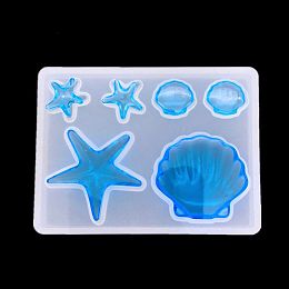 Honeyhandy Silicone Molds, Resin Casting Molds, For UV Resin, Epoxy Resin Jewelry Making, Marine Organism, White, 85x61mm