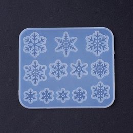 Honeyhandy Silicone Molds, Resin Casting Molds, For UV Resin, Epoxy Resin Jewelry Making, Snowflake, White, 84x71.5x4mm, Snowflake: 10mm, 11mm, 15mm, 16mm, 20mm