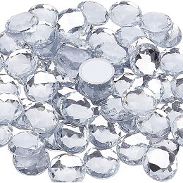 FINGERINSPIRE 60Pcs 0.98" Flat Back Round Acrylic Rhinestones with Container Clear Self-Adhesive Crystal Circle Gems Sparkling Plastic Stickers for Costume Making Cosplay Jewels Crafts