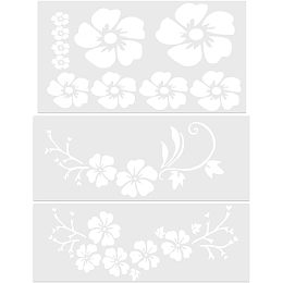 GORGECRAFT 3 Styles Hibiscus Flower Car Sticker Hawaiian Stickers and Decals White Reflective Hibiscus Branch Stickers Waterproof Vinyl Automotive Exterior Decor for Truck Motorcycle Doors Laptop