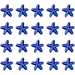 SUNNYCLUE 1 Box 20Pcs Blue Starfish Beads Sea Star Bead Porcelain Carved Ocean Animal Spacer Beads Charms Elastic Thread for DIY Jewelry Making Bracelets Necklaces Crafts Supplies