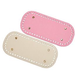 Honeyhandy 2Pcs 2 Colors PU Leather Knitting Crochet Bags Nail Bottom Shaper Pad, Bag Cushion Base, with Alloy Nail, Bag Bottom Accessories, Rectangle, Mixed Color, 18x8x1.1cm, Hole: 4mm, 1pc/color