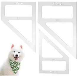 CHGCRAFT 3 PCS Dog Bandanas Sewing Templates Acrylic Quilting Templates Creative Quilting Cutting Template DIY Craft for Small Medium Large Dogs Puppy Cats