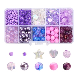 Stone Beads Box Set Kits 240pcs 8mm Round Loose Gemstone Natural Amethyst Lave Stone lite