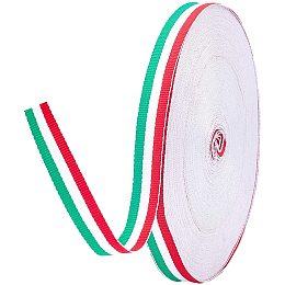 PandaHall Elite 50 Yards Grosgrain Striped Sewing & Fabric 0.59Inch Width Patriotic Sewing & Fabric for Badge Medal Patriotic Gift Wrapping Independence Day Party Decoration, Red White and Green