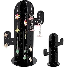 PandaHall Elite 160 Holes Cactus Earring Holder Black Earring Display Stand Jewelry Holder Organizer Acrylic Stud Earring Stand for Selling Retail Show Personal Exhibition, Jewelry Storage 2 Sizes