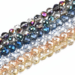 Arricraft Transparent Glass Beads Strands, Faceted, AB Color Plated, Teardrop, Mixed Color, 8x8mm, Hole: 1.5mm, about 69~71pcs/strand, 20.67 inch~21.85 inch(52.5cm~55.5cm)