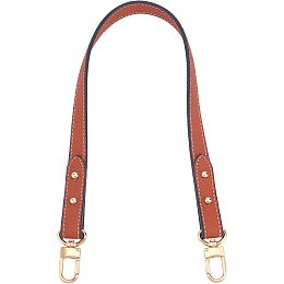 WADORN Genuine Leather Handbag Handle, 23.4 Inch Real Leather Shoulder Bag Strap Short Purse Strap Replacement Clutches Handle Tote Bucket Bag Strap DIY Bag Making Accessories, Lychee Texture, Brown