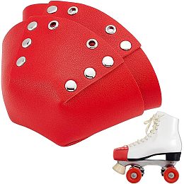 AHANDMAKER 2 Pcs Roller Skate Toe Guards, Red Ice Skate Blade Covers, Leather Roller Skate Toe Caps, Trapezoid Toe Guards Accessories for Roller Skates