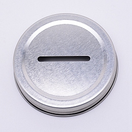 FINGERINSPIRE 12 Pcs Coin Slot Lid 2.7 inch Metal Coin Slot Lid Silver Tinplate Material Canning Lids for Bill Storage Money Saving Normal Regular Mouth Mason Jar Coin Slot Bank Lid Inserts