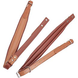 CHGCRAFT 2 Pcs Soft Thicken Adjustable PU Leather Accordion Shoulder Straps Set Accordion Straps for 16-120 Bass Accordions Brown