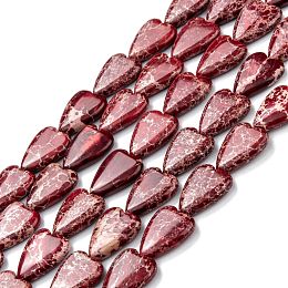 Honeyhandy Natural Imperial Jasper Bead Strands, Dyed, Heart, Indian Red, 20~20.5x15~15.5x6~6.8mm, Hole: 1.2mm, about 20pcs/strand, 14.76~15.08 inch(37.5~38.3cm)