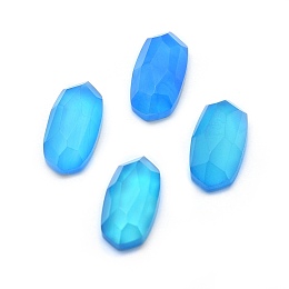 Honeyhandy Natural Agate Cabochons, Faceted, Oval, Dyed & Heated, Deep Sky Blue, 13.5~14x6.5~7x3.5~4mm