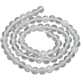 CHGCRAFT 5Strands 6mm Natural Selenite Beads Stands Round Loose Beads for Jewelry Making,White