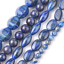 Honeyhandy Natural Lapis Lazuli Beads, Round & Flat Oval & Oval, Mixed Shapes, 5~25x8~25x4~16mm, Hole: 0.6mm