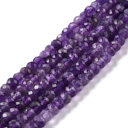 Honeyhandy Natural Amethyst Beads Strands, Faceted, Rondelle, 6x4mm, Hole: 0.8mm, about 92pcs/strand, 15.35''(39cm)