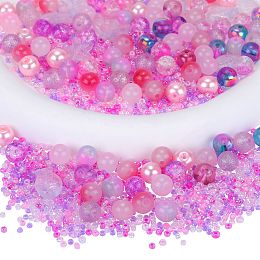 Glass Beads, Round & Starfish & Fish & Rondelle, Mixed Style, Pearl Pink, 2.5~14x2.5~13.5x2~8.5mm, Hole: 1~1.4mm, about 200~300pcs/bag, 2bags/box