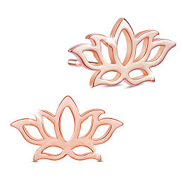 SHEGRACE 925 Sterling Silver Stud Earrings, Lotus, Rose Gold, 6.19x11.77mm