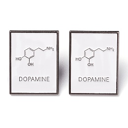 Honeyhandy Alloy Enamel Brooches, Enamel Pin, for Teachers Students, with Plastic Clutches, Rectangle with Chemical Equation, Platinum, White, Dopamine Molecular Structural Formula, 27x20.5x11.5mm