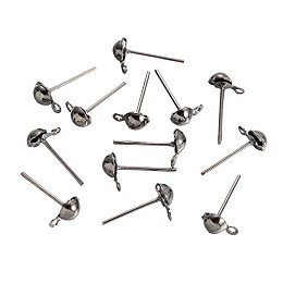 ARRICRAFT 200PCS (100 Pairs) Gunmetal Brass Earring Stud Ear Nail Iron Half Ball Post Earring Findings, 6x4mm