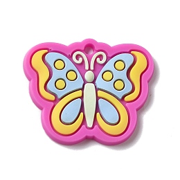 Honeyhandy PVC Pendants, DIY Hairpin Accessories for Children, Butterfly, Camellia, 26x31.5x2.5mm, Hole: 2mm