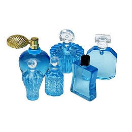 Honeyhandy Mini Plastic Perfume Bottle Set Model, Miniature Dollhouse Decorations Accessories, Sky Blue, 20mm, 6pcs/set