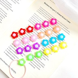 Honeyhandy Imitation Jelly Style Acrylic Beads, Bead in Bead, Flower, Mixed Color, 16x16x9mm, Hole: 3mm, about 470pcs/500g