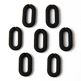 Honeyhandy Rubberized Style Acrylic Linking Rings, Quick Link Connectors, For Cable Chains Making, Oval, Black, 20x11x3mm, Inner Diameter: 13.5x4mm