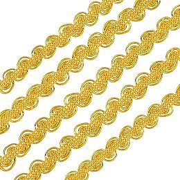 FINGERINSPIRE 25 Yard Metallic Scroll Braid Trim Embellishment, 3/8inch Wide Dark Gold Polyester Ribbon with Wave Pattern for Garment Accessories, Costume or Jewelry, Crafts and Sewing