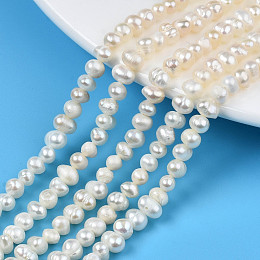 Natural Cultured Freshwater Pearl Beads Strands, Potato, Seashell Color, 3.5~5x4.5~6x4~5mm, Hole: 0.7mm, about 81~88pcs/strand, 13.70 inch~13.98 inch(34.8cm~35.5cm)