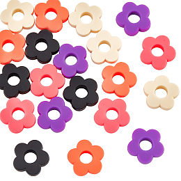 NBEADS 20 Pcs Silicone Beads, 5 Colors Flower Shape Silicone Loose Beads Macron Color Soft Silicone Loose Beads Silicone Accessory for DIY Jewelry Necklace Bracelet, Hole: 2mm