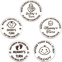 CREATCABIN 1 Box 5 Styles New Parents Decision Coin Double Sided Newborn Mom Daddy Funny Challenge Maker Commemorative Flipping Collectible Coins Silver Plated for Pregnancy Birthday Presents