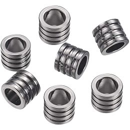 Pandahall Elite 10PCS Column Gunmetal 304 Stainless Steel Beads Large Hole Charm Beads for DIY Jewelry Necklace European Charm Bracelet Making 10x8mm