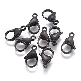 Honeyhandy 304 Stainless Steel Lobster Claw Clasps, Parrot Trigger Clasps, Electrophoresis Black, 19~19.5x11.5x5mm, Hole: 2.5mm