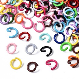 Honeyhandy Spray Painted Iron Open Jump Rings, Mixed Color, 8.5x1mm, Inner Diameter: 5.5mm, about  about 252pcs/50g