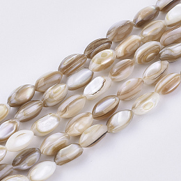 ARRICRAFT Freshwater Shell Beads Strands, Oval, Wheat, 9x5mm, Hole: 1mm, about 44pcs/strand, 14.37 inches(36.5cm)