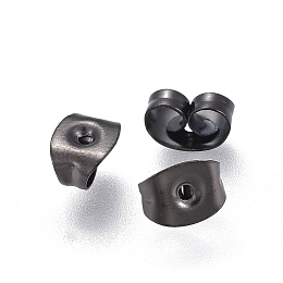 Honeyhandy 304 Stainless Steel Ear Nuts, Electrophoresis Black, 6x4.5x3mm, Hole: 0.8mm