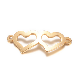 Honeyhandy 201 Stainless Steel Links connectors, Heart to Heart, Golden, 31.5x12.5x1mm, Hole: 1.5mm